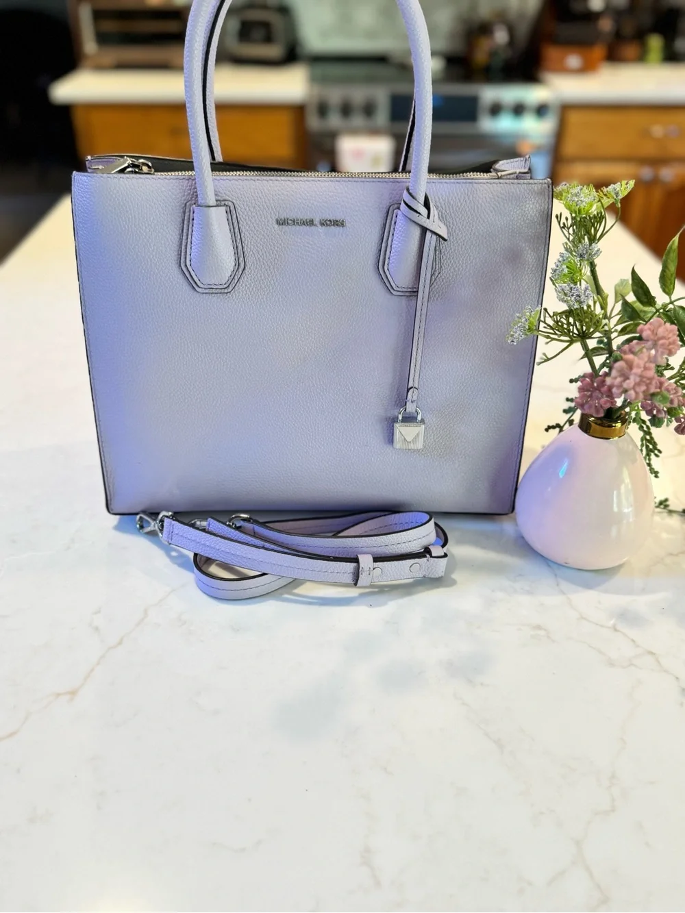 Michael Kors Lavender Pebbled Leather Satchel w/Removable Strap
